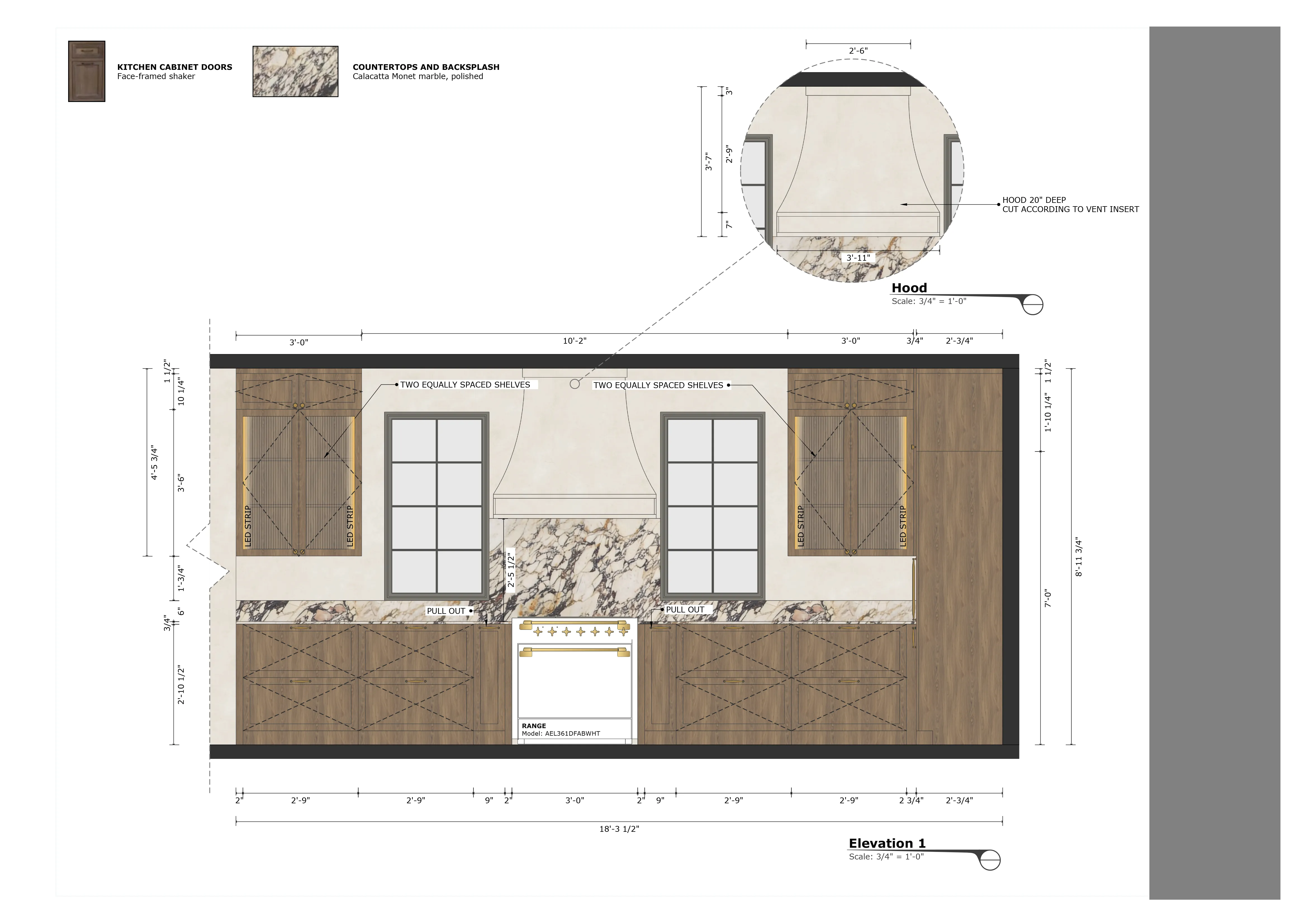 Kitchen cabinetry elevation drawing