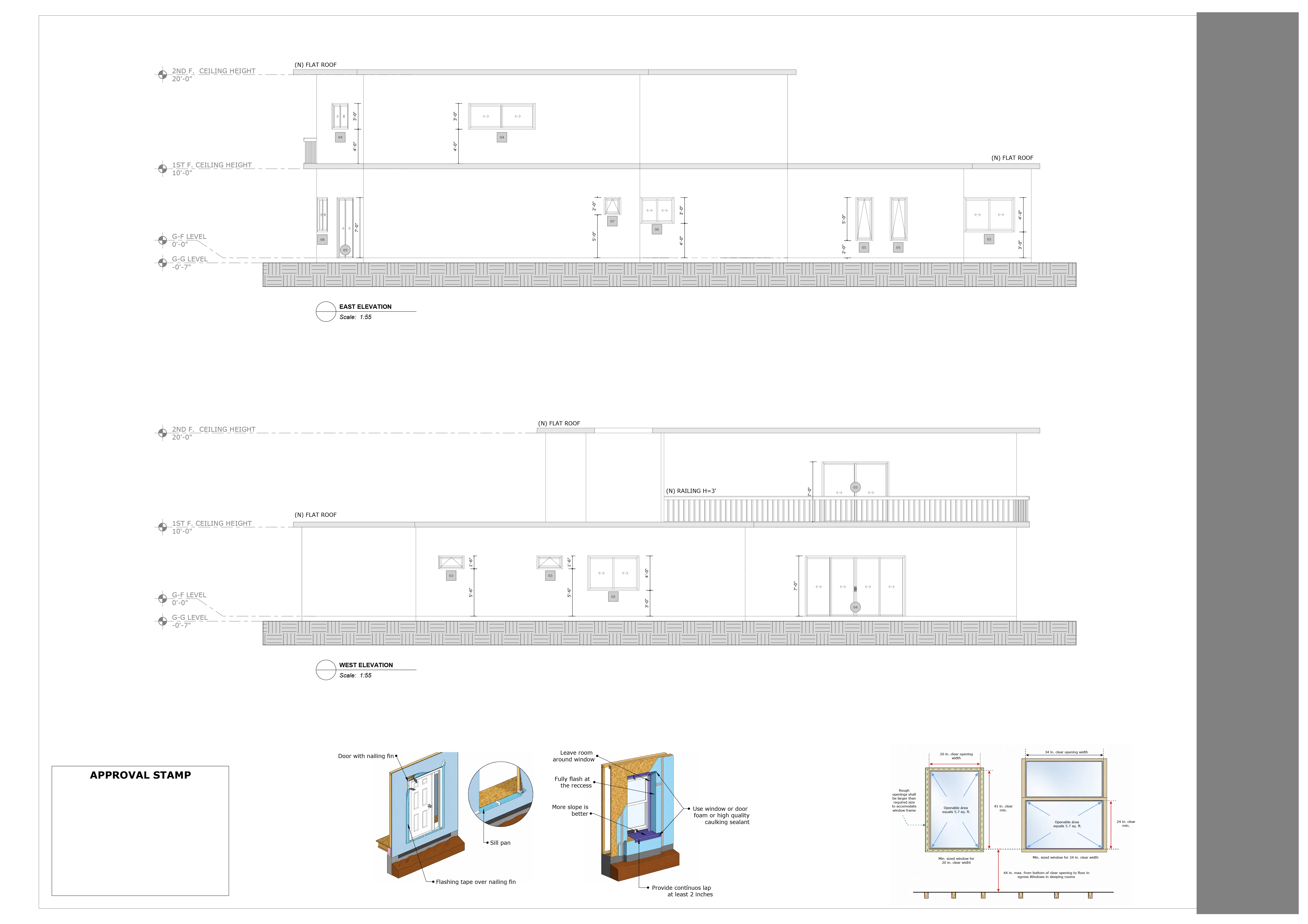 East and west exterior elevations